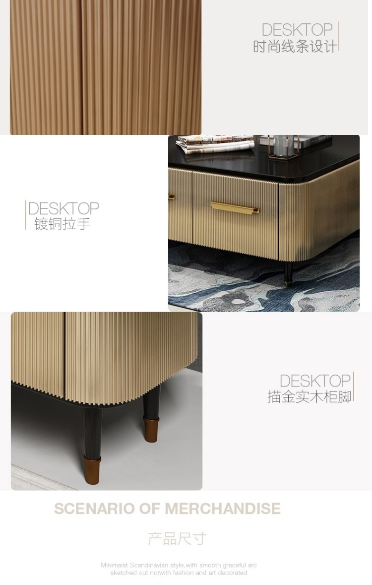 Nước Mỹ ánh sáng sang trọng thép không gỉ gỗ rắn bàn cà phê phong cách Bắc Âu đơn giản hiện đại TV tủ nhỏ căn hộ nội thất nhóm - Bàn trà bàn gỗ đẹp