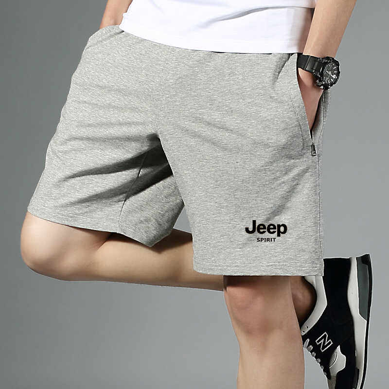 Спортивные шорты Jeep Jeep, мужские дышащие пляжные брюки из чистого хлопка, большие размеры, повседневные свободные трикотажные брюки с пятью точками