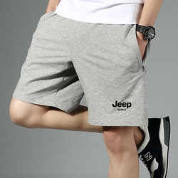 Jeep Men's Sports Shorts, Pure Cotton, Breathable, Plus Size, Beach Shorts, Casual Loose Knit Knee-Length Shorts