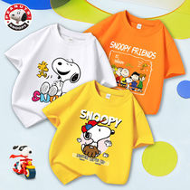 Annu Snoopy Child short sleeve T-shirt pure cotton male girl 2022 Summer clothes New CUHK Tong blouses undershirt
