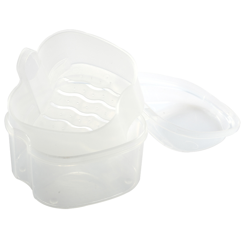 Not only beautiful happy tooth box double-layer denture box with funnel orthodontic retainer cleaning box can be soaked