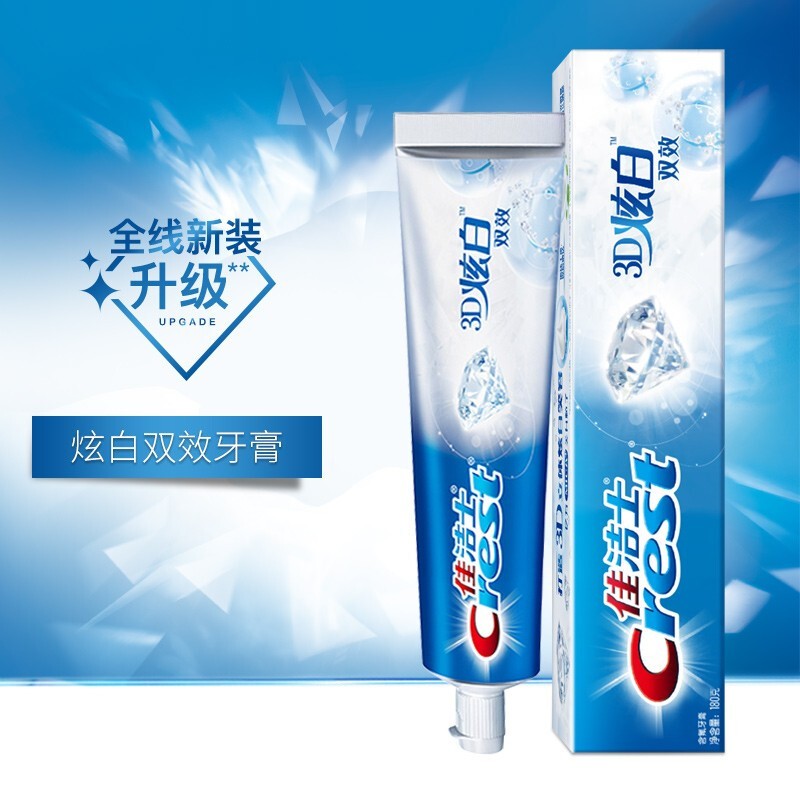 crest dazzling white double-effect toothpaste crest bright white teeth mica cool mint blue gel fluoride