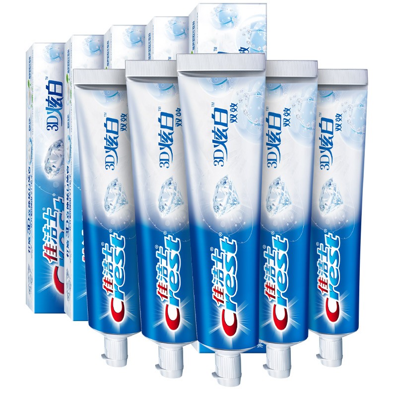 Crest 3d dazzling white double effect toothpaste 90g * 5 fresh mint blue paste gums gentle and clean teeth