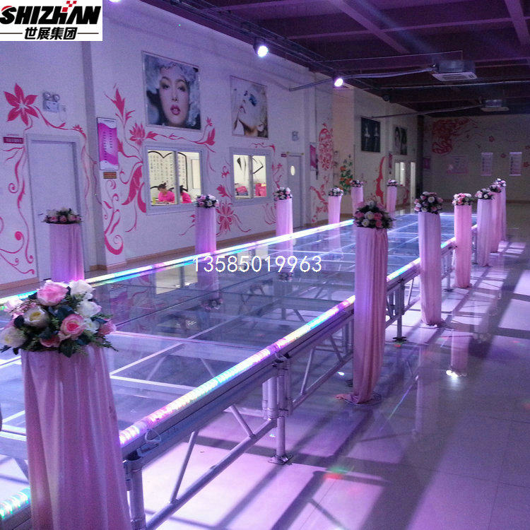 Avenue of Stars Aluminum Tempered Glass Stage Catwalk Fashion Week Transparent Staircase Acrylic Glass Stage