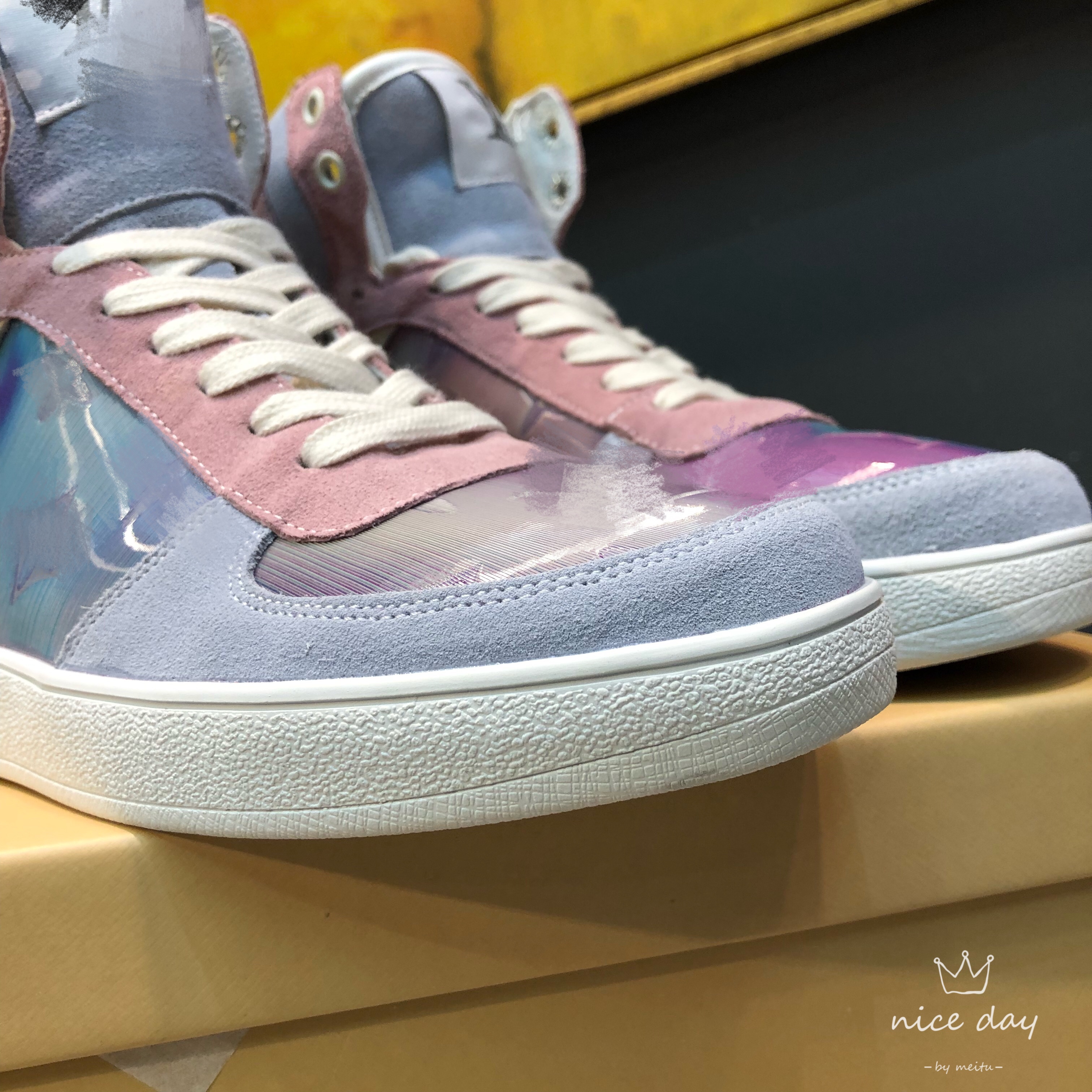 Mùa thu 2019 mới giày ma thuật laser cao với khâu giày thể thao - Giày cao gót giày boot nữ cổ cao hàng hiệu