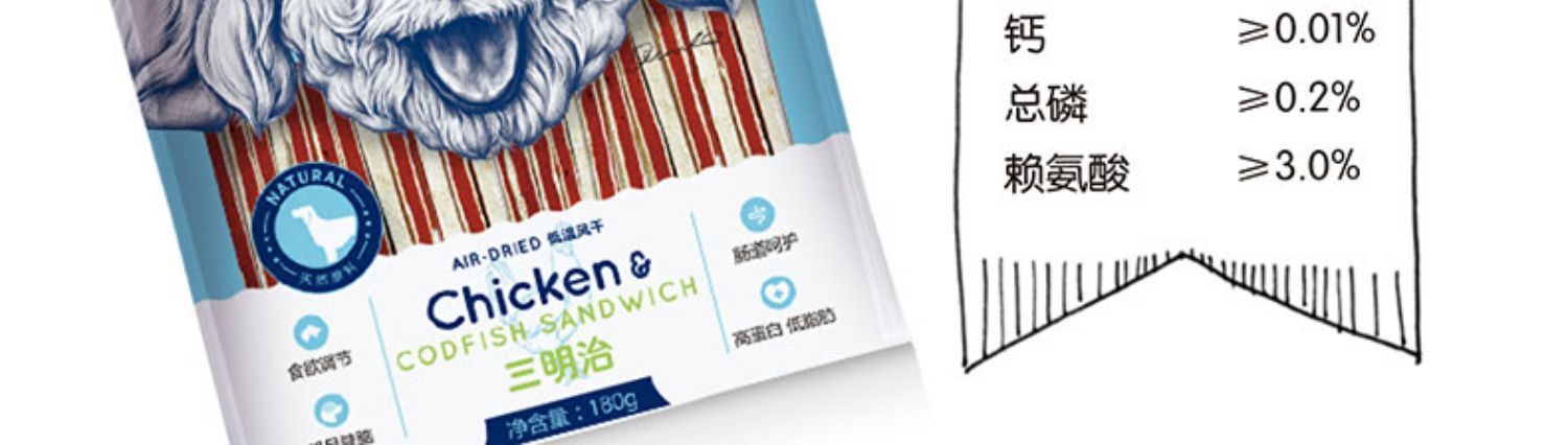 Wanpy nghịch ngợm bánh sandwich gà 180g chó ăn nhẹ chó cưng thức ăn cho chó con chó bông Golden retriever chó VIP mềm - Đồ ăn vặt cho chó thức ăn cho chó poodle