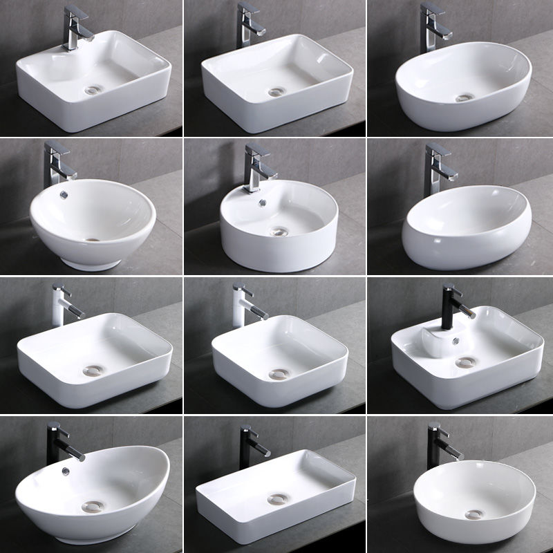 Nordic Ceramic Washbasin Table Oval Home Wash Wash Basin Toilet Balcony Rectangular art Terri basin-Taobao