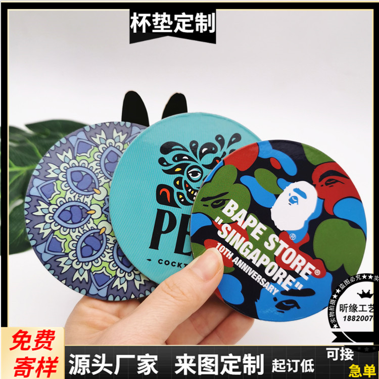 Cork coaster customization Absorbent paper coaster Heat insulation non-slip MDF Cork coaster LOGO customization