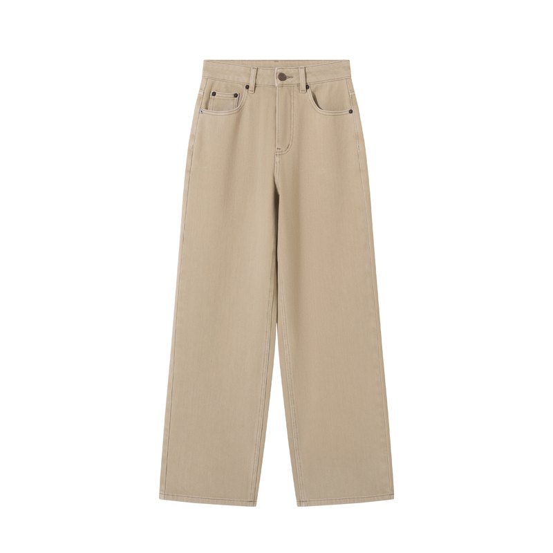 2512082-Spring and Summer New Product, Slightly Elastic Mid-Waist Casual Straight-Leg Jeans