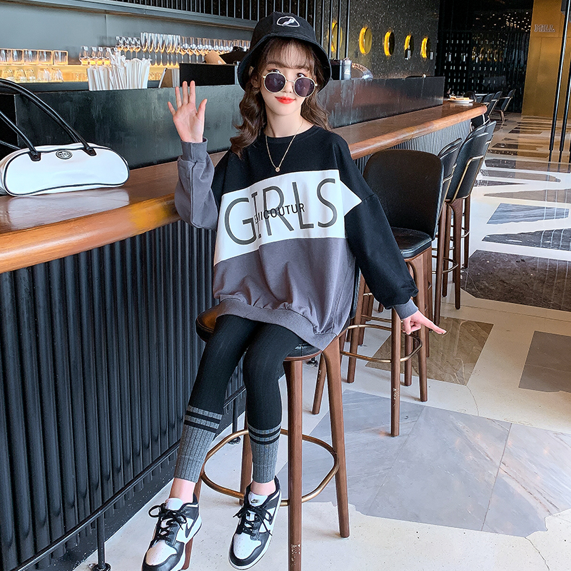 Girl autumn suit 2021 new children Foreign style fashion clothes children Girl Net red two-piece set