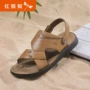 Hung Hom giày da bãi biển chính thức mùa hè sản phẩm mới hở mũi thoáng khí chống trượt hai mang giày sandal nam đi biển dép rọ 