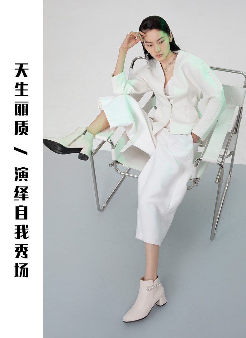 红蜻蜓 侧拉链女式粗跟短靴 多重优惠折后￥129包邮 加绒、不加绒2款2色可选