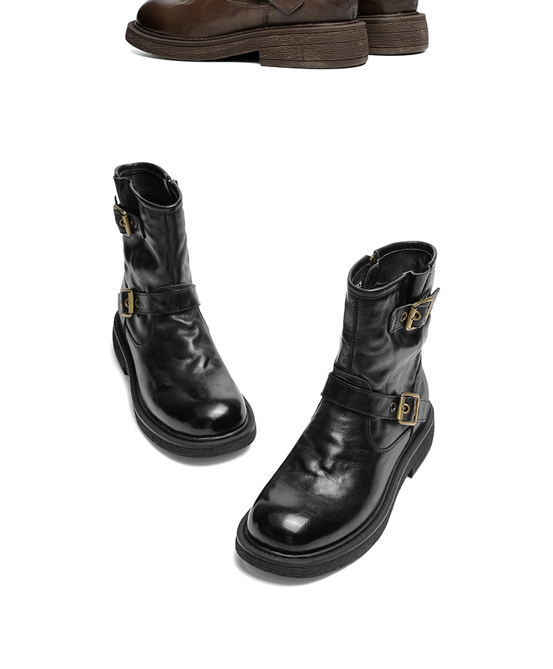 Западные Boots 红蜻蜓西部短靴女秋冬新款巨好看鞋子真皮棕色女鞋复古美拉德靴子 Reddragonfly