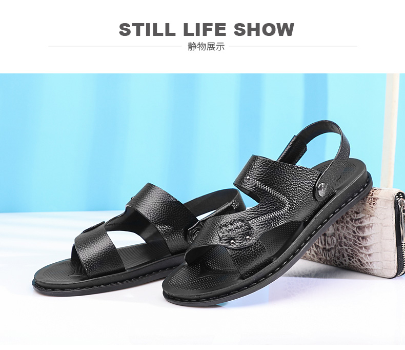 Giày sandal da nam màu đỏ 2018 mùa hè mới chính hãng Giày da nam đế mềm đế mềm đi biển đôi dép xăng đan nam