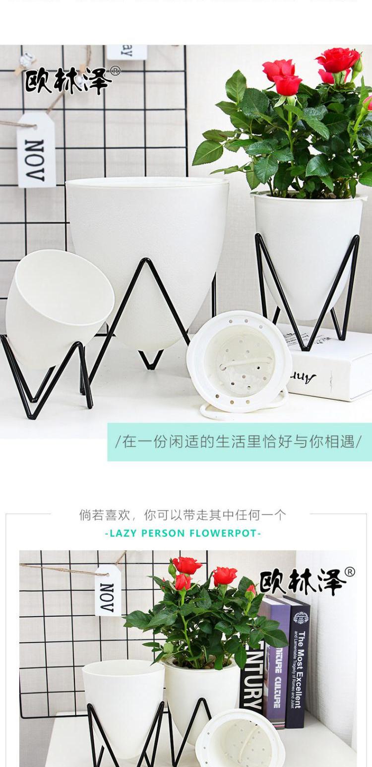 Bình hoa Bắc Âu D chậu sắt rèn đơn giản khung sắt hoa đứng nhựa lười hoa chậu trồng cây xanh - Vase / Bồn hoa & Kệ chậu sứ mini