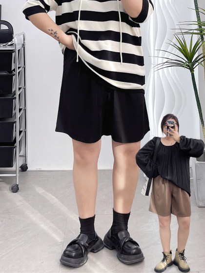大码夏季西装短裤女2023新款薄款女裤胖mm显瘦遮肉五分裤裤子春夏