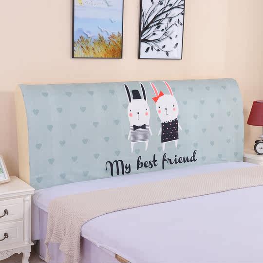 Bedside cover all-inclusive removable and washable simple modern dust-proof wooden bedside cover fabric flannel 1.5 meters 1.8 meters cartoon