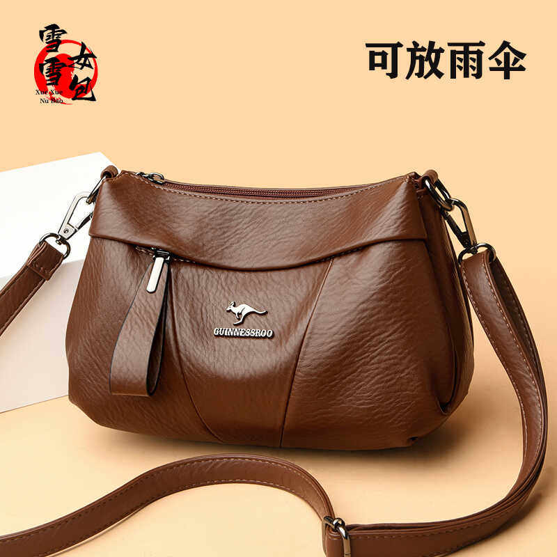 Кожаная женская сумка, новинка 2025 года, атмосфера среднего возраста, мягкая кожаная сумка для мамы на одно плечо, модная универсальная сумка-мессенджер высокого класса