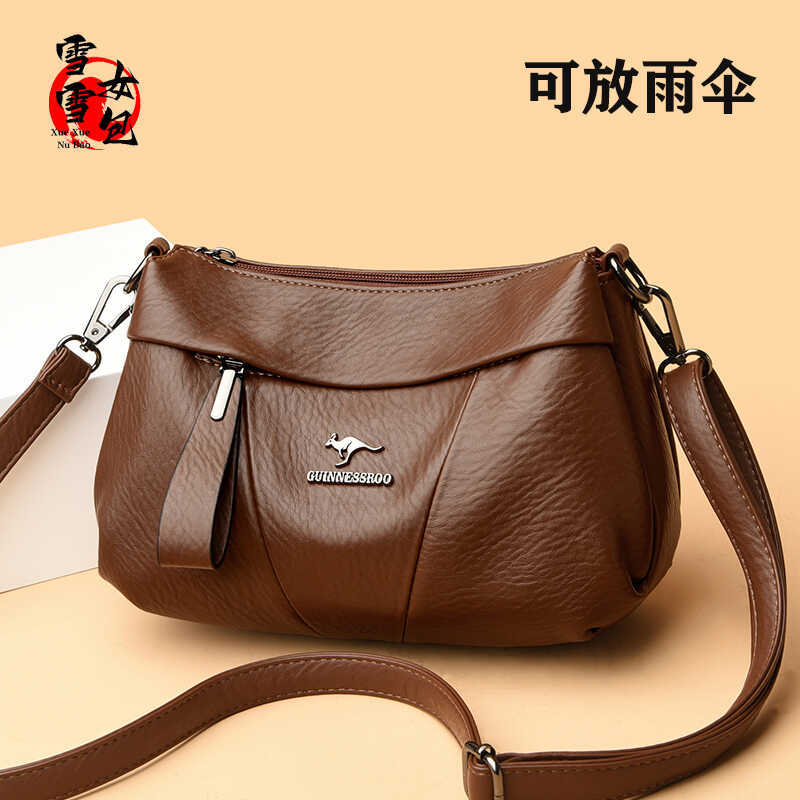 Authentic Women's Bag 2026 New Model, Elegant Soft Leather Shoulder Bag for Middle-Aged Women, Fashionable Versatile High-End Crossbody Bag
