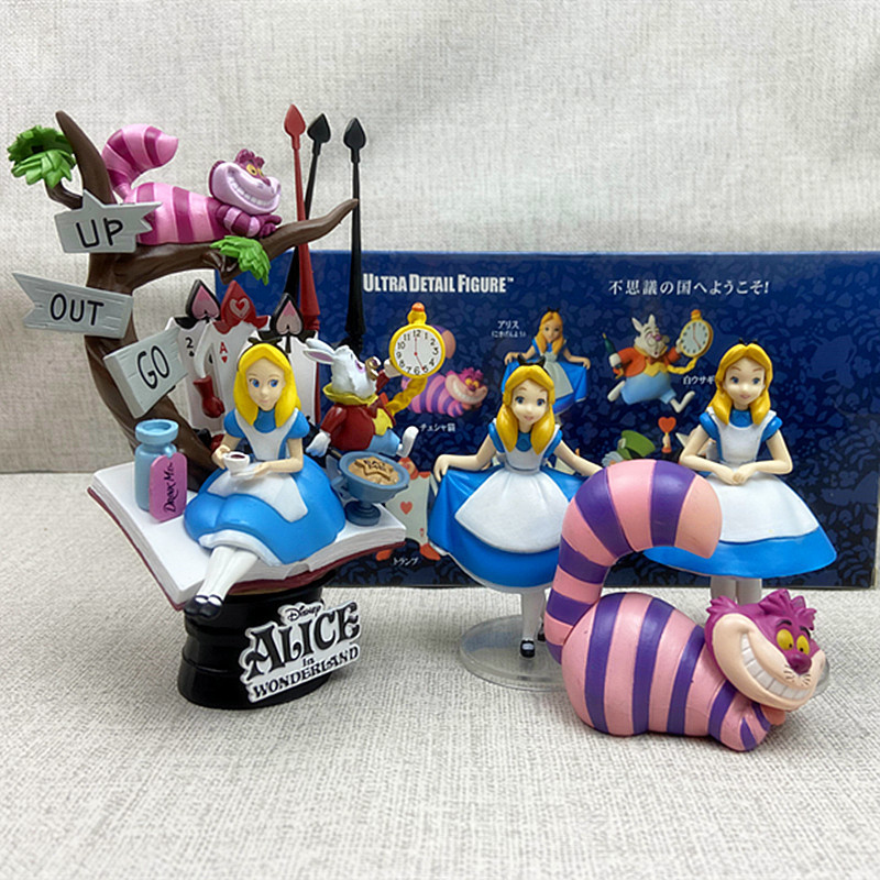 Alice in Wonderland Figurine Model Doll, Wonderful Cat Ornament, Car Toy, Cake Decoration Figurine
