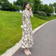 dress floral ສໍາລັບແມ່ຍິງ summer 2024 ຮູບແບບໃຫມ່ເກົາຫຼີສູງ wrap ຮ່າງກາຍອ່ອນໂຍນແບບຝຣັ່ງ skirt ຍາວ super fairy