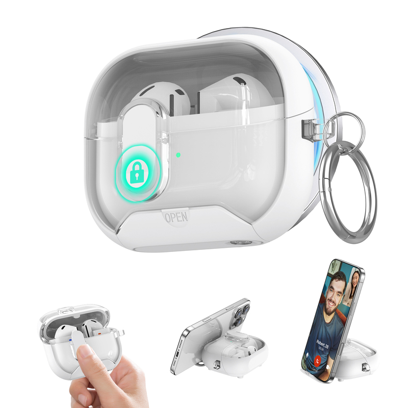 Bracket-Style Buds3Pro Earphone Case, Soft Fe, Suitable for Samsung Buds 3 Pro Earphone Protective Case, Magnetic, Galaxy Buds 3 Pro Transparent Protective Case, Simple Design
