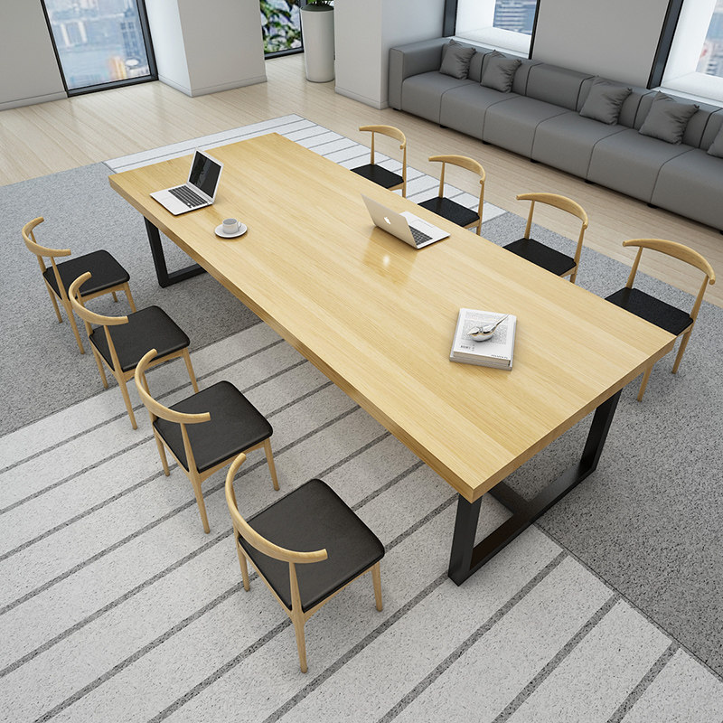 Solid wood conference table loft industrial style office negotiation table and chair combination simple modern large long table