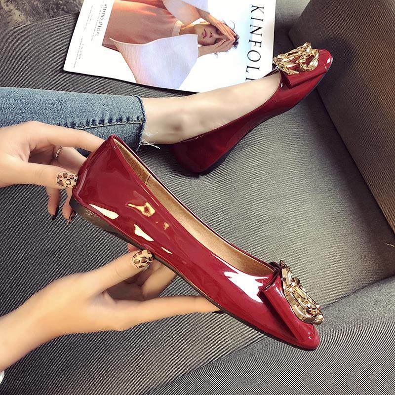 Hong Kong Boomer Women Shoes 2022 Spring Summer Net Red Flat Bean Shoes Casual Shallow work 100 lap single shoes