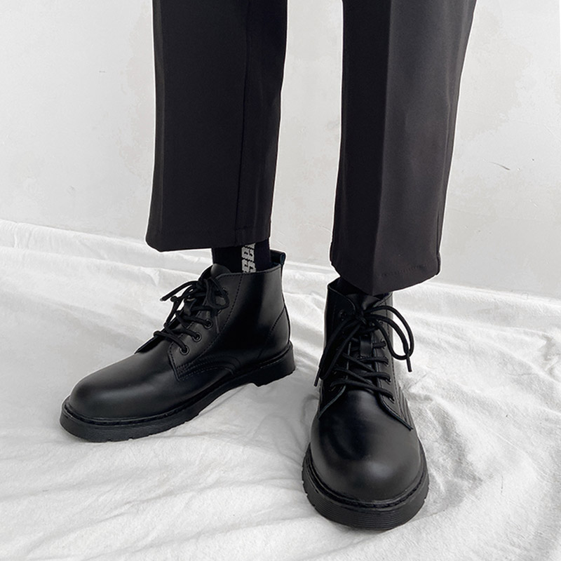 Spring and summer low-gang Han Martin Boots men wear short boots breathable British wind helps all black Martin men's shoes tide