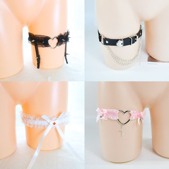 Japanese Lolita elastic leg ring jewelry sexy lace private room lace chain plays a cos handmade garter belt