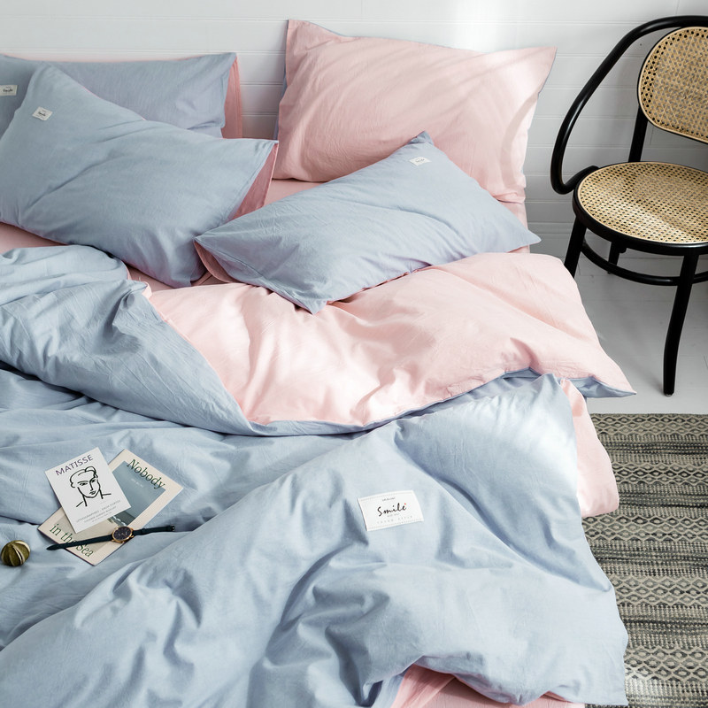 Cotton washed cotton four-piece set Cotton sheet duvet cover College student dormitory bedroom single bed bedding three-piece set