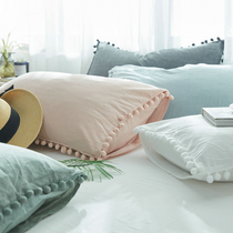 ins cute girl Heart Ball cotton pillowcase single pillow with one pair of Pats 2 cotton pillowcase single