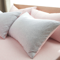 Japanese-style cotton pillowcase cotton pillowcase 48 × 74 solid color striped single pillowcase pair