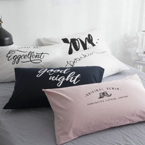Simple letter water washing cotton pillow case single pillow cotton couple pillow 48x74cm cotton pillow case