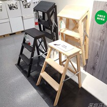 Shenzhen IKEA Beckham household folding solid wood ladder 3 steps ladder
