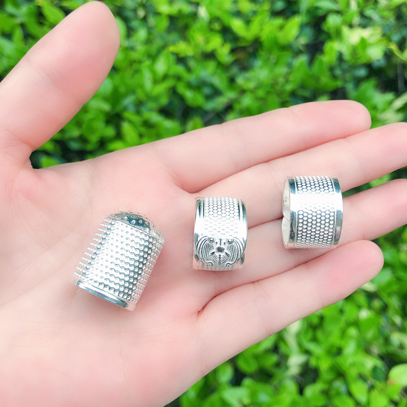 Sterling Silver Thimble Set for Needlework, Handmade Cross-Stitch Silver Thimble, Anti-Pinch Silver Finger Protector, Silver Finger Ring Sterling Silver Thimble Set for Needlework, Handmade Cross-Stitch Silver Thimble, Anti-Pinch Silver Finger Protector, Silver Finger Ring