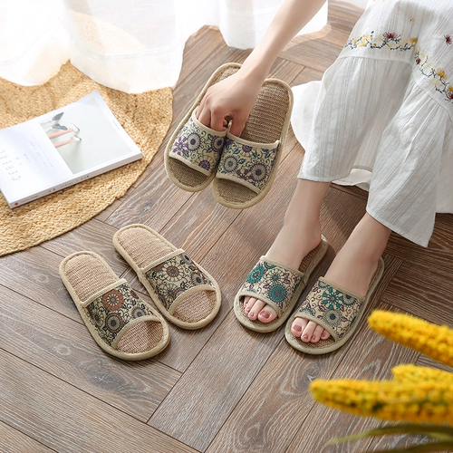 [Домашняя ткани] Избранные льняные мужчины и женщины тащили четыре сезона домашние пары интерьеров мужчин и женщин