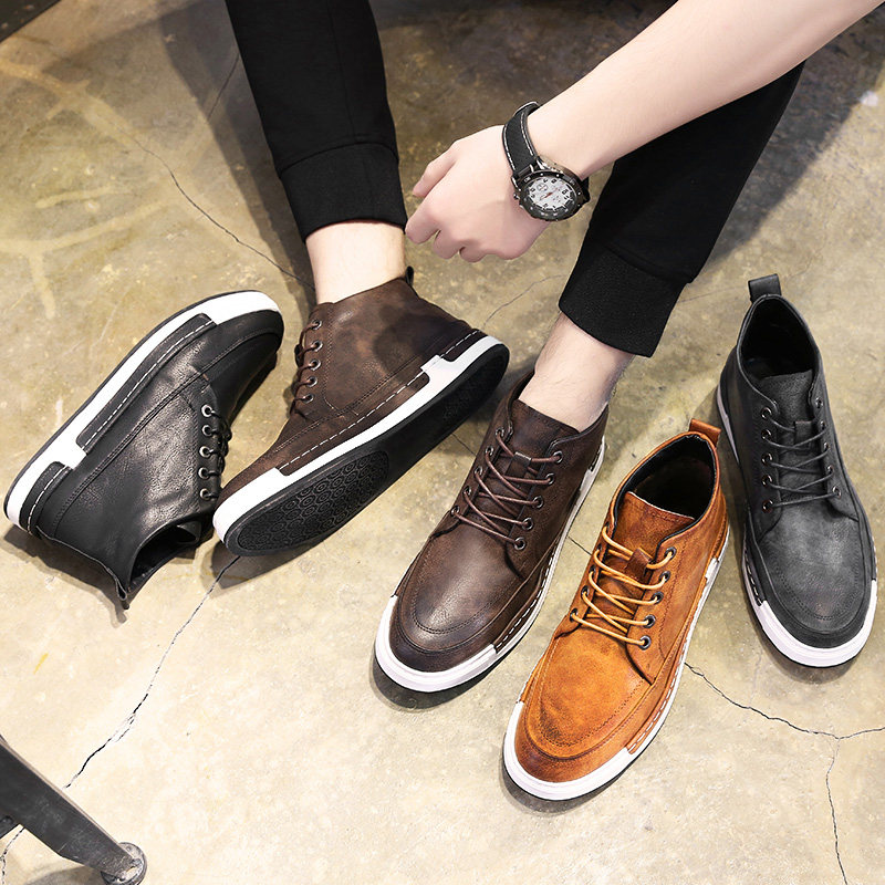 Autumn new men's shoes breathable 45 large size sports 46 high barrel casual shoes 47 leather black trend all-match 48