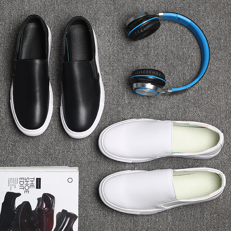 Men's sneakers white shoes loafers 45 slip-on loafers 46 large size white shoes 47 leather wild men's shoes 48