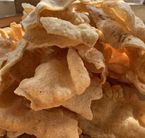 Construction of a special production of sand fried pastries with irregular crisp snack and snacks of products