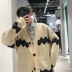 ROCKY home 2018 thu đông nam phối màu áo len dệt kim Phiên bản Hàn Quốc của áo len dài tay kiểu dáng cardigan thuong hieu thoi trang Cardigan