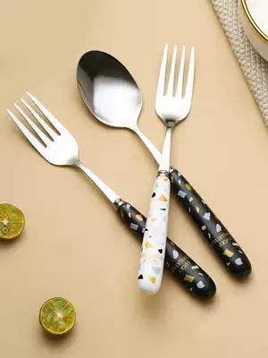 304 stainless steel spoon household creative cute long handle coffee spoon Children's baby eating spoon Western fork j