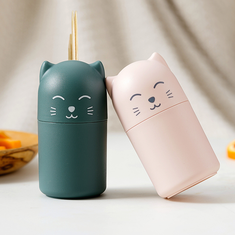 Cute portable toothpick bucket Personalized home creative cute cartoon flap carry-on toothpick tube living room toothpick jar j