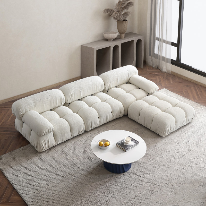 Nordic modern ins style sofa small apartment type living room sofa combination lamb velvet fabric square block sofa lazy chair