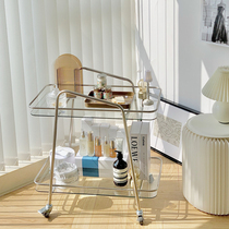 Nordic Removable Tea Table Stainless Steel Dining Car Small Cart Sofa Glass Edge A Few Living-room Corner A Few Brief Bedside Tables