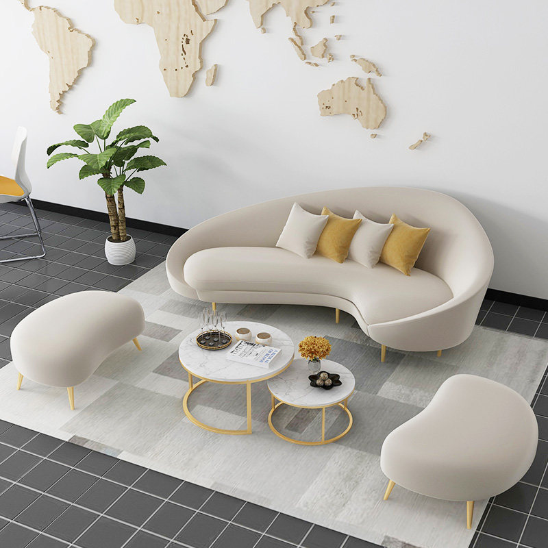 Nordic Living Room Lounge Area Guest Arc Sofa Business Talks Table And Chairs Clothing Shop Beauty Salon Reception Sofa