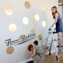 Golden Round Polo Dot Pastes Paper Pie for Nordic Background Wall Decorative PVC Wall Stickup to European and American Baby Room Ins Background