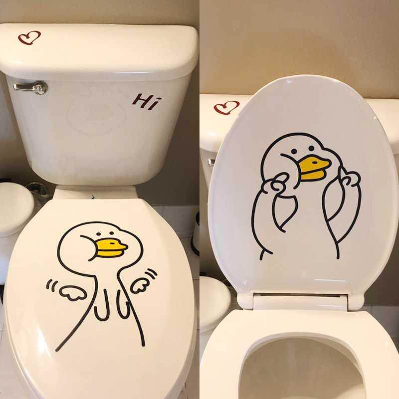Toilet paste and duckNordic decorative cartoon cute creative funny cosmetic wall with bathroom waterproof sticker