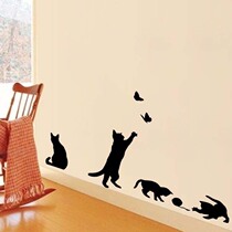 Small cat bedroom living room background kitty wall Wall Sticker gap shielded Staircase Genguan Wall Sticker Waterproof removable
