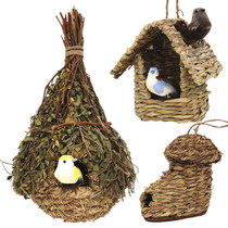 Birds nest grass-woven parrots nest Warm birds nest grass nest simulation budgerigar outdoor decoration bird cage accessories supplies